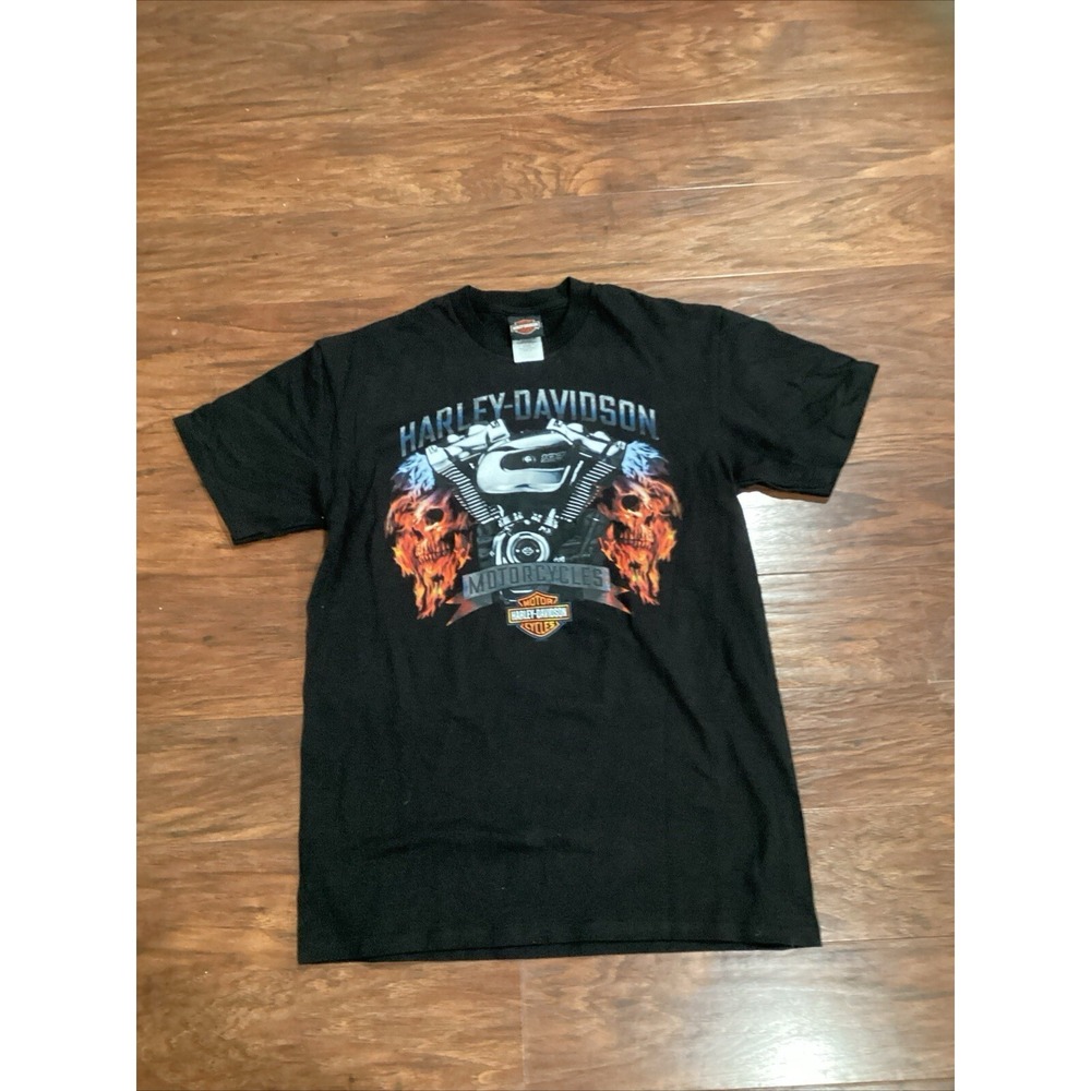 Deadstock Men's Harley-Davidson T-Shirt Black Orange Flames Medium